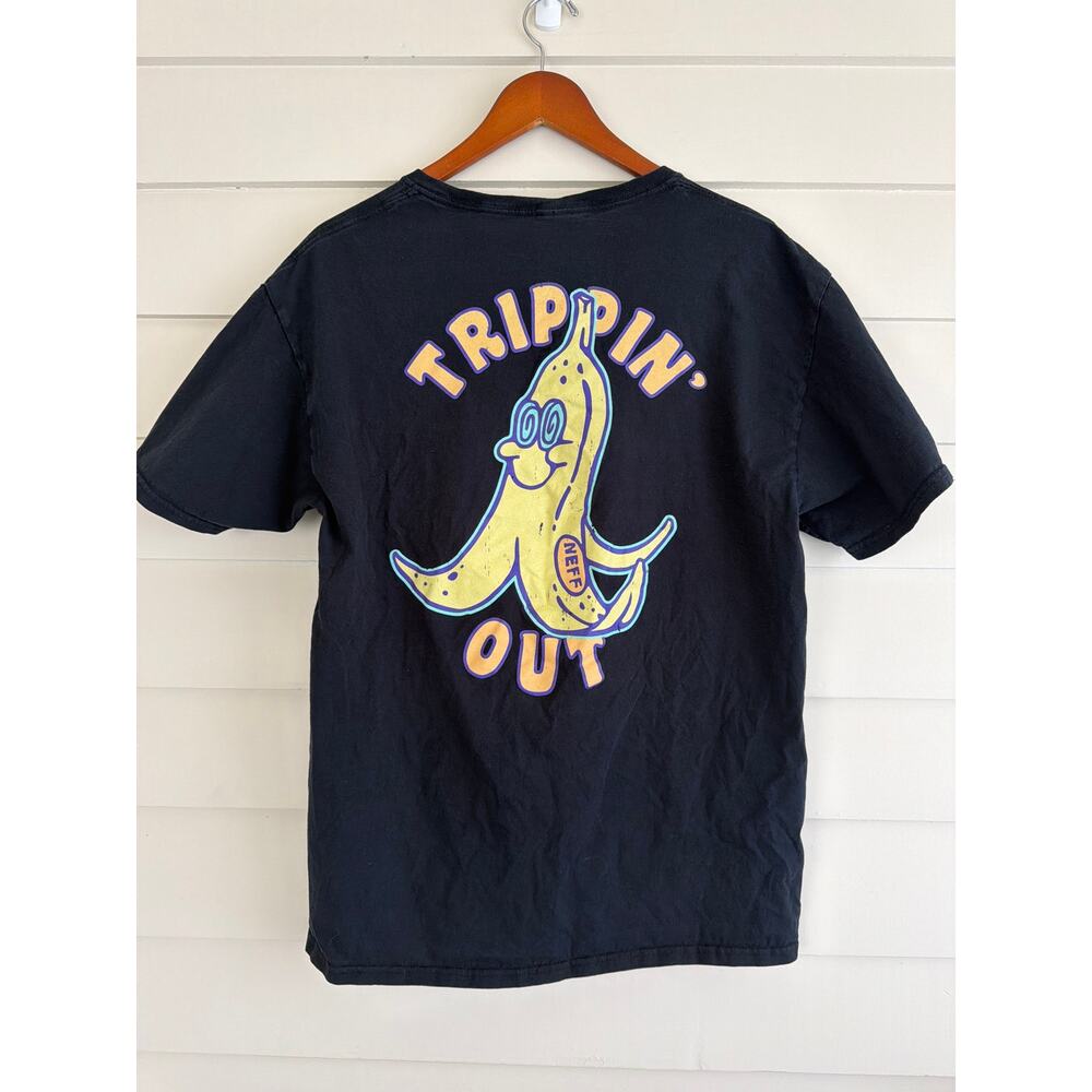 Trippin Out Neff Banana Graphic Tee Black Men's L Streetwear Style 100% cotton